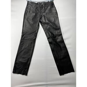 Allstate Leather Women's Black Straight Unhemmed Leather Pants - 8 (31x33.5)
